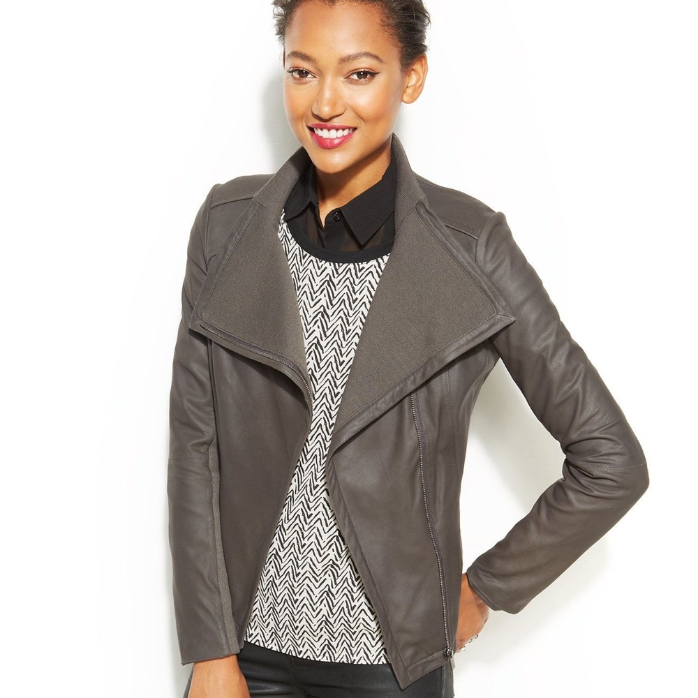 Rachel by Rachel Roy Grey Leather Jacket
